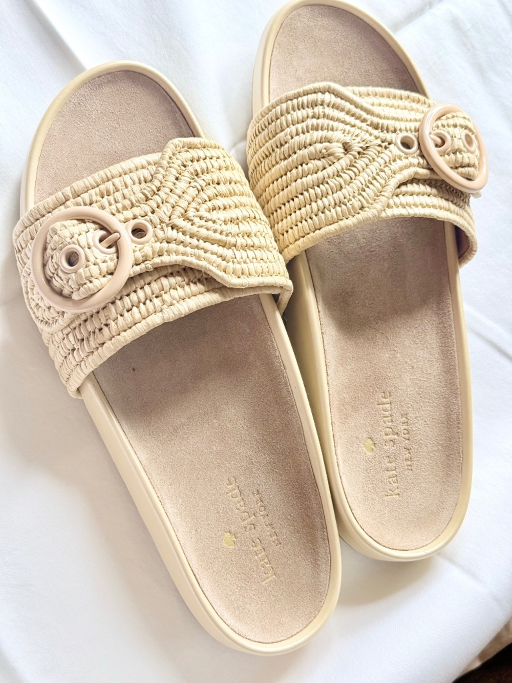 Kate Spade , Michelle slide raffia sandals, Size 8 ,Color natural